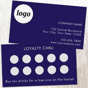 Visite Logo simple et carte de fidélité du client en bleu