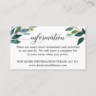 Visite Lune de miel et carte de boîtier d'information