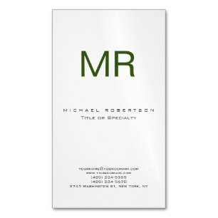 Visite Magnétique Chubby Moderne Monogramme Blanc Vert Carte de visi