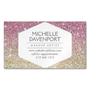Visite Magnétique Élégant Pink Ombre Parties scintillant Carte de vi