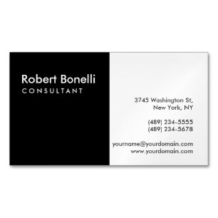 Visite Magnétique Noir Blanc Plain Moderne Consultant Carte de visit
