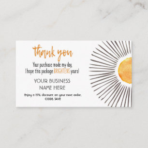 Visite Merci , petit carte de visite, insertion de colis