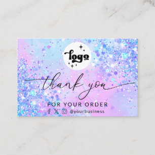 Visite merci script lavender parties scintillant carte de