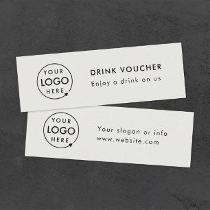 Visite Mini Bon de boisson   Carte de logo Gris Événement Entr