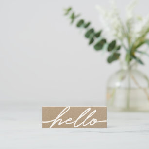Visite Mini Bonjour White Script Typographie Kraft Carte de vi