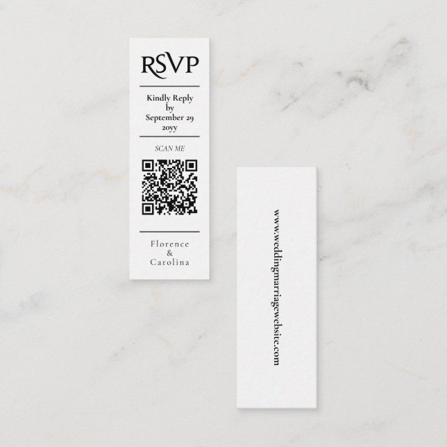 Visite Mini Carte de boîtier budgétaire Mariage RSVP QR Code b (Devant / Derrière)