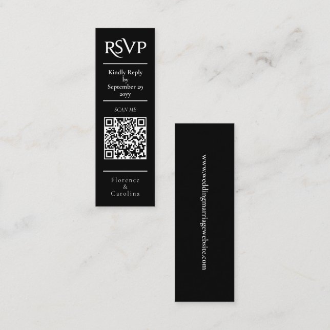 Visite Mini Carte de boîtier budgétaire Mariage RSVP QR Code n (Devant / Derrière)