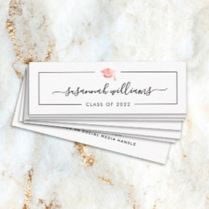 Visite Mini Carte de nom de diplôme Rose de script moderne Cas