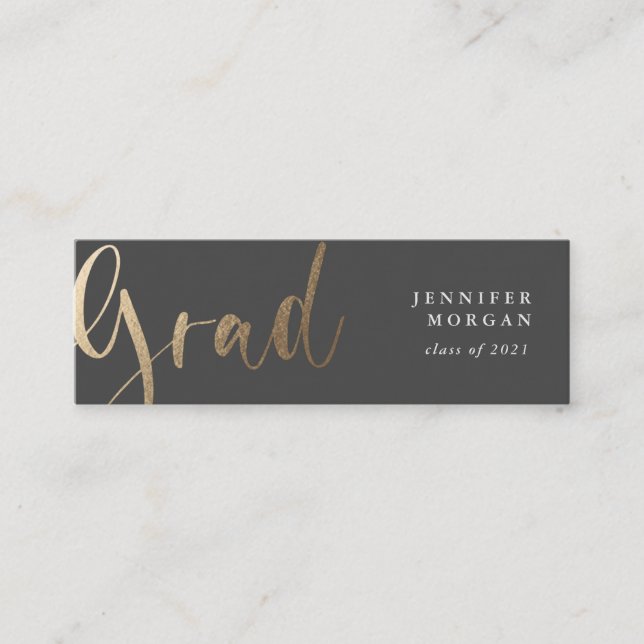 Visite Mini carte de nom de graduation de script or (Devant)