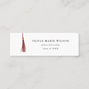 Visite Mini Carte de nom de graduation Maroon Tassel