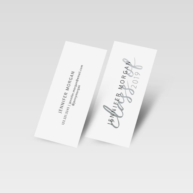 Visite Mini Carte de nom de la graduation du script en argent (Créateur téléchargé)