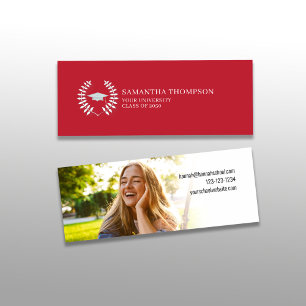 Visite Mini Carte de nom du diplômé noir et blanc photo rouge