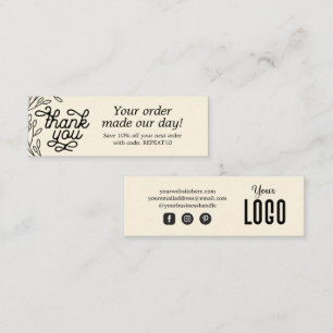 Visite Mini Carte de remerciements de commande personnalisée 