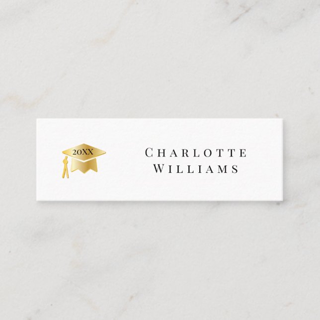 Visite Mini Carte d'insertion de remise de diplôme 2025 Blanc  (Devant)