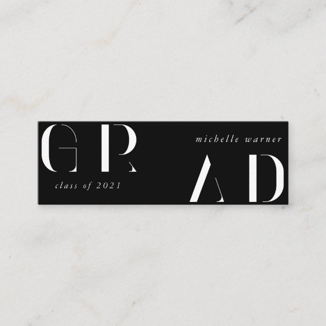 Visite Mini élégante carte de nom de graduation de script mode (Devant)
