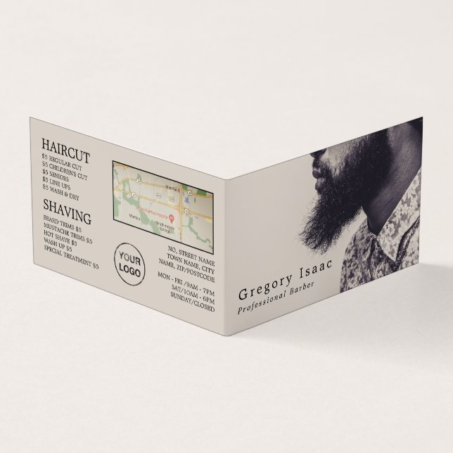 Visite Modèle de barbe noire, Barbiers pour hommes, carte (Extérieur)