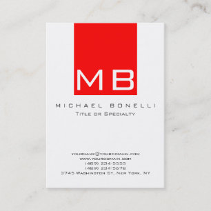 Visite Monogramme moderne Blanc Rouge Chic Carte de visit