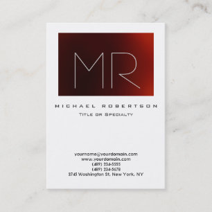 Visite Monogramme moderne Blanc Rouge Grand Carte de visi