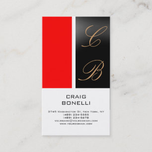 Visite Monogramme moderne rouge blanc noir Carte de visit