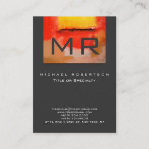 Visite Monogramme rouge gris jaune Abstrait Carte de visi