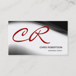 Visite Monogramme Script Noir Rouge Consultant Carte de v