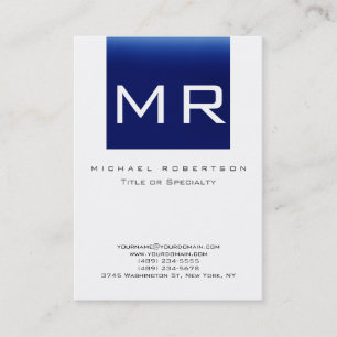 Visite Monogramme tendance Bleu rayé Propre Carte de visi