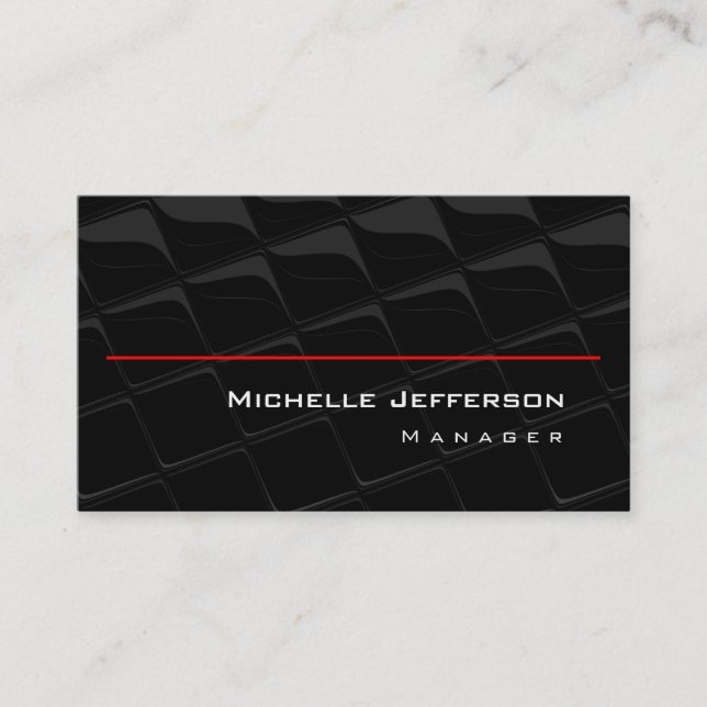 Visite Motif chic tendance gris noir rouge Carte de visit (Devant)