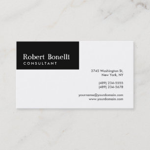 Visite Noir Blanc Plain Moderne Consultant Carte de visit