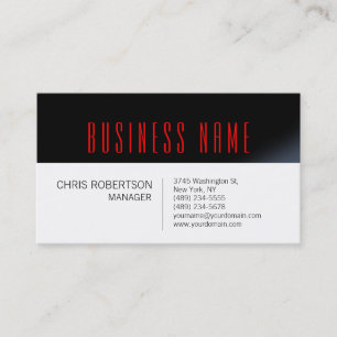 Visite Noir Blanc Rouge Contemporain Manager Carte de vis