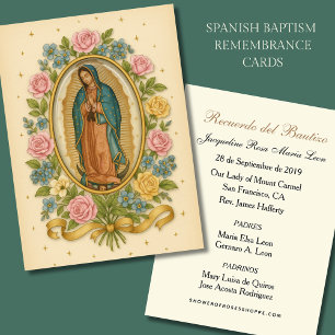 Visite Notre-Dame de Guadalupe Carte de baptême espagnole