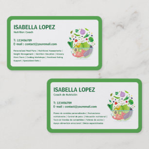 Visite Nutrition Bilingue Anglais Espagnol Carte de visit