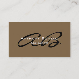 Visite Ombre brute Brown Monogramme moderne Carte de visi