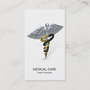 Visite Or argenté Médicale de noir de caducée - carte de