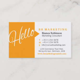 Visite Orange & blanc bonjour parole citation carte de vi