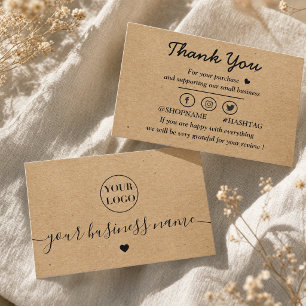 Visite Papier kraft logo personnalisé carte de remercieme