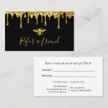 parties scintillant fausse or abeille sur carte de