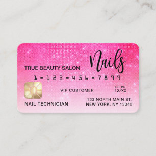 Visite Parties scintillant Neon Pink Sequin Carte de créd