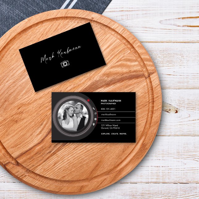 Visite Photographie professionnelle Camera Lens Carte de  (Professional Photography Camerfa Lens Business Card)