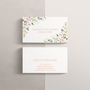 Visite Pink Floral Graduation Aquarelle Nom de la carte N