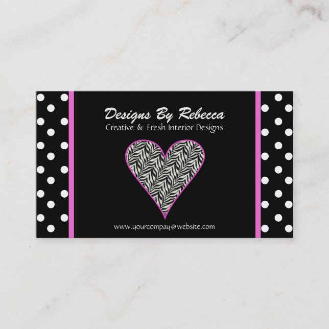 Visite Pink Zebra Imprimer le coeur et les Pois Carte de  (Devant)