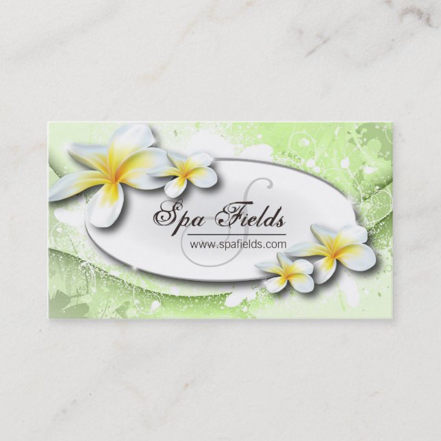 Visite Plumeria élégant de blanc de vert de carte de (Devant)