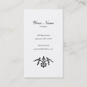 Visite Portrait noir et blanc floral simple de carte de