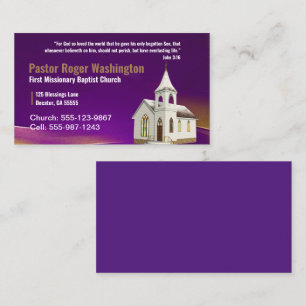 Visite Purple Pastor ou Deacon Photo Church Carte de visi