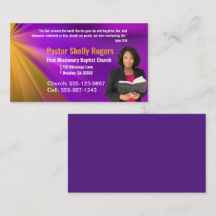 Visite Purple Pastor ou Deacon Photo Church Carte de visi