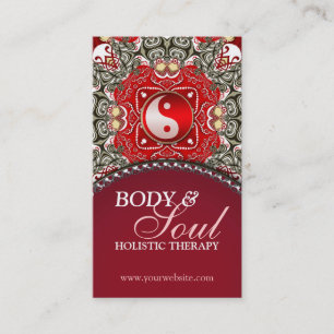 Visite Red Eastern Batik Nouvel âge Yin Yang Carte de vis
