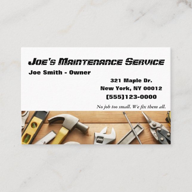 Visite Réparation de maintenance Handyman Service Carte d (Devant)