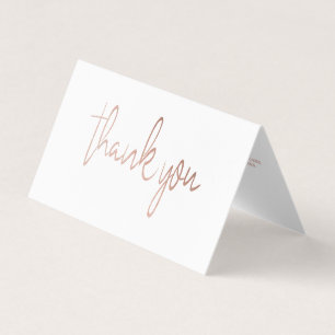 Visite Rose Gold Foil Script Logo Carte de remerciements 