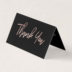Visite Rose Gold Foil Script Logo Carte de remerciements 