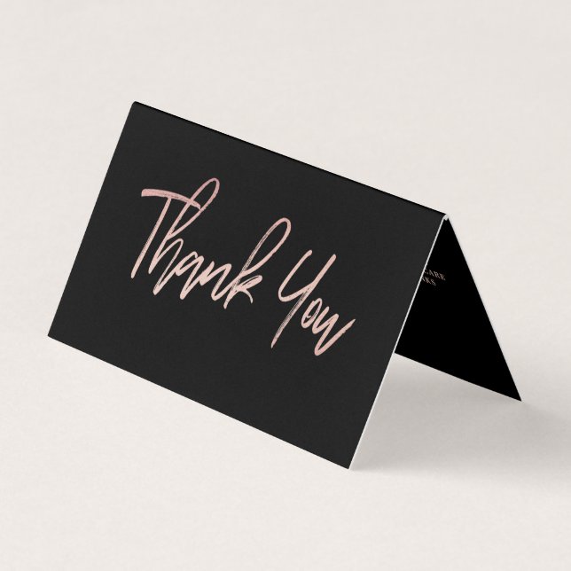 Visite Rose Gold Foil Script Logo Carte de remerciements  (Devant)