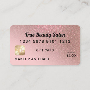 Visite Rose Gold Parties scintillant Carte de crédit Cert